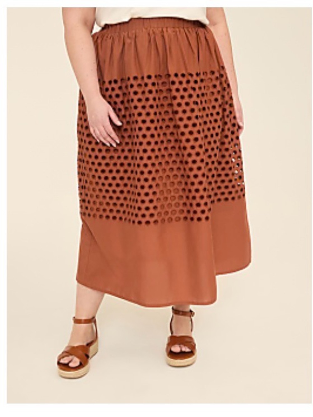 Lane Bryant Maxi Eyelet Skirt in Brown Size 18/20 NWT